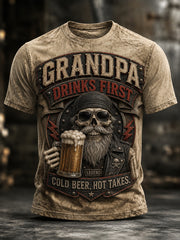 Herren Lustige Vintage Schädel Grafik T-Shirt Geschenk für Opa