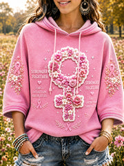 Damen-Sweatshirt mit rosa Brustkrebs druck mit Kapuze