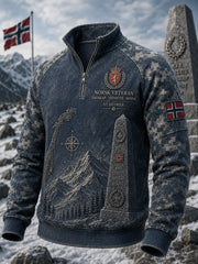 Norwegisches Militär-Herren-Sweatshirt mit halbem Reißverschluss und Stehkragen für unterwegs
