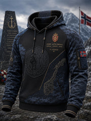 Herren Norwegische Militär reise Übergroße Schulter Hoodie mit Taschen