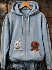 Retro-Hoodie im Animal-Print mit Kapuze und Reißverschluss – lässig und bequem