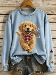 Lässiges Retro-Sweatshirt mit Animal-Print