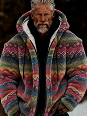 Herren-Kapuzenjacke aus kuscheligem Plüsch, warm und mit Reißverschluss