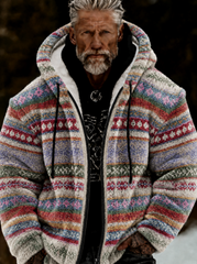Herren-Kapuzenjacke aus kuscheligem Plüsch, warm und mit Reißverschluss