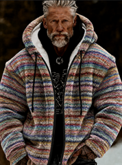 Herren-Kapuzenjacke aus kuscheligem Plüsch, warm und mit Reißverschluss