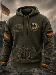 Herren-Kapuzenpullover aus Waffelstrick mit Camouflage-Print und langen Ärmeln – Veteranengedenken