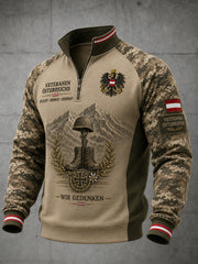 Herren-Militär inspirierte Camo-Print-Raglan-Ärmel mit Reiß verschluss