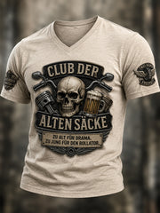 Herren Spaß Slogan Print Casual T-Shirt mit V-Ausschnitt