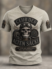 Lustiges Freizeit-T-Shirt für Herren mit Slogan-Print und V-Ausschnitt