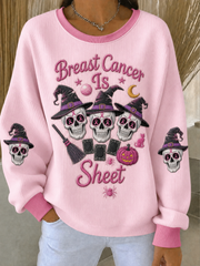Frauen Brustkrebs ist BOO Blatt gerippt Rundhals-Sweatshirt