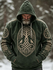 Herren-Vikingsweatshirt im Retro-Stil mit keltischem Knotenmuster, lässiges Flanell-Hoodie