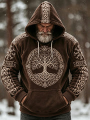 Herren-Vikingsweatshirt im Retro-Stil mit keltischem Knotenmuster, lässiges Flanell-Hoodie