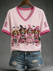 Damen-T-Shirt mit Kurzärmeln zum Thema Brustkrebs