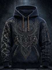 Herren-Kapuzen pullover mit Reiß verschluss, Western Retro-Print, lässig