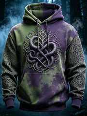 Herren-Western-Hoodie im Retro-Print mit Pelzkragen und Reißverschluss