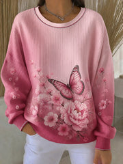 Frauen Brustkrebs Blumen Bedrucktes Sweatshirt