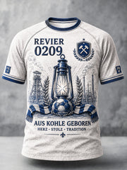 Herren-Deutsche-Bundesliga-Schalke-Fußball-Print-Lässiges T-Shirt