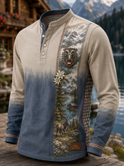 Herren-Casual-T-Shirt im österreichischen Landhausstil mit Knöpfen