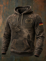 Herren-Kapuzenpullover im Vintage-Stil mit langen Ärmeln und camouflagefarbenem Gedenkdruck für Veteranen