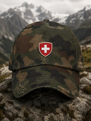 Herrenmütze im Vintage-Stil mit militärinspiriertem Camouflage-Print