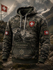 Herren-Vintage-Kapuzenpullover in militärinspirierter Camouflage-Optik mit langen Ärmeln