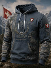 Herren-Vintage-Kapuzenpullover in militärinspirierter Camouflage-Optik mit langen Ärmeln