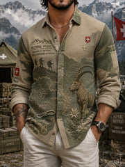 Herren-Waffel-Strick-Langarm-Shirt mit militärischem Tarnmuster