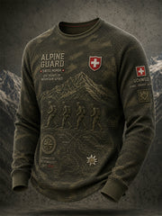 Herren-Raglan-Top aus Waffelstrick mit langen Ärmeln und militärischem Camouflage‑Muster