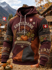 Herren-Kapuzenpullover mit Erntefest-Motiv und langen Ärmeln