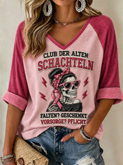 Frauen Brustkrebs Bewusstsein Lustiges Slogan Print Mittellange Ärmel T-Shirt