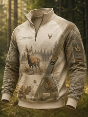 Herren-Sweatshirt mit Stehkragen und halber Zipper für die deutsche Jagdsaison
