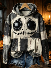 Halloween gespenstisch genähter Monster Color block Patchwork-Druck für Frauen Gemütlicher Hoodie