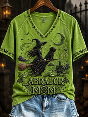 Damen Halloween Bad Witch Labrador Mom Print kurz ärmel iges T-Shirt