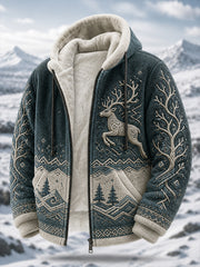 Retro-Nordische Tierkunst-Druck-Lässige, bequeme Kapuzenjacke