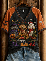 Damen-Sweatshirt mit Hunde-Print zum Glücklichen Hallo-Thanksgiving-Feiertagssommer