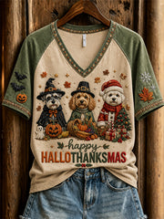 Damen-Sweatshirt mit Hunde-Print zum Glücklichen Hallo-Thanksgiving-Feiertagssommer