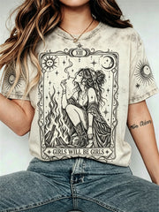 Frauen Mädchen werden Mädchen Halloween Burning Witch Print kurz ärmel iges T-Shirt
