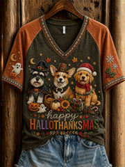 Damen-Sweatshirt mit Hunde-Print zum Glücklichen Hallo-Thanksgiving-Feiertagssommer