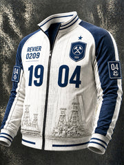Herren-Bundesliga-Schalke-Fußball-Jacke mit Aufdruck, lässig, mit Reißverschluss