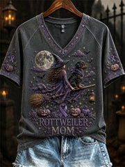 Frauen Halloween Rottweiler Mutter Alzheimer Bewusstsein kurz ärmel iges T-Shirt