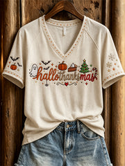 Damen-Hallo thanks mas Wonderful Holiday Season Print kurz ärmel iges T-Shirt