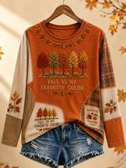 Damen Herbst ist meine Lieblings farbe bedrucktes Rundhals-T-Shirt mit langen Ärmeln