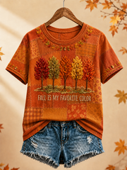 Damen-Herbst-T-Shirt mit meinem Lieblingsfarb-Print und kurzen Ärmeln