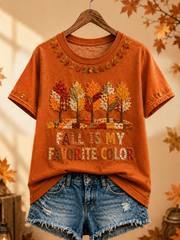 Damen-Herbst-T-Shirt mit meinem Lieblingsfarb-Print und kurzen Ärmeln