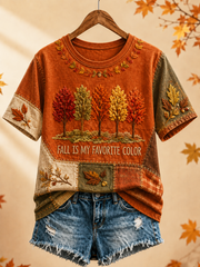 Damen-Herbst ist meine Lieblings farbe bedrucktes kurz ärmel iges T-Shirt