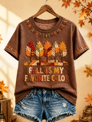Damen-Herbst-T-Shirt mit meinem Lieblingsfarb-Print und kurzen Ärmeln