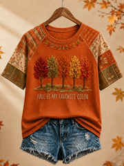 Damen Herbst ist meine Lieblings farbe bedrucktes Rundhals-T-Shirt mit kurzen Ärmeln