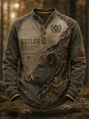 Herren deutsche Jagd saison bedrucktes lässiges T-Shirt mit Knopf