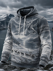 Retro nordischer Kunstdruck lässiger bequemer Hoodie