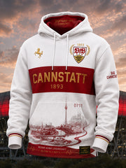 Herren-VfB-Stuttgart-Übergrößen-Kapuzenpullover mit abfallenden Schultern und Taschen